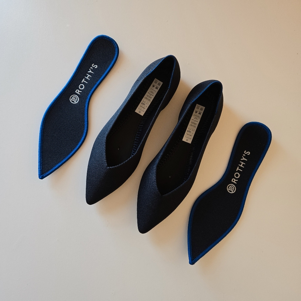 Rothys "THE POINT" Maritime Navy Slip On Comfort Ballet Flat Shoe Women's US 9 - Picture 9 of 16